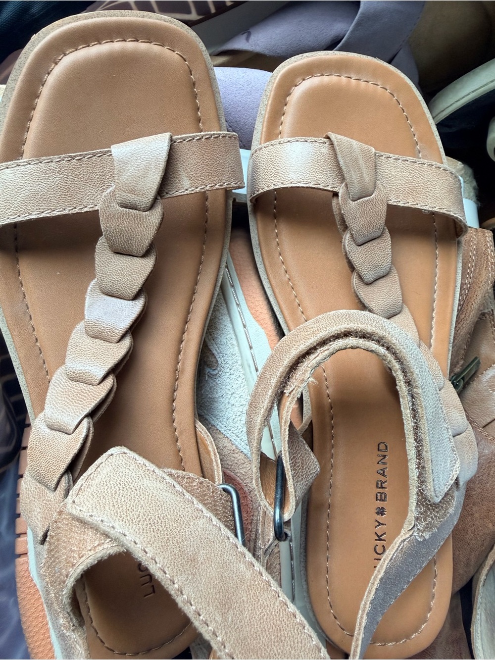 Lucky Brand Tan Braided Strap Women's Sandals